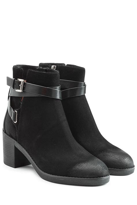 michael kors black suede and leather ankle boots|Michael Kors luella suede boots.